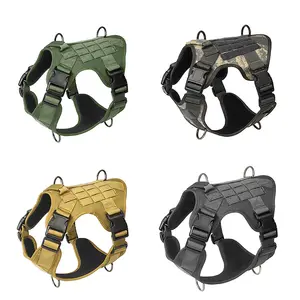 Colors Breathable Soft Mesh Padded Molle System 600D Nylon Tactical Dog Harness Vest Safety Dog Training Harnesses