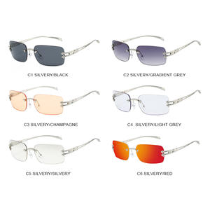 XUEDIAO 2025 Trending Modern Metal Square Gafas <span class=keywords><strong>de</strong></span> <span class=keywords><strong>Sol</strong></span> <span class=keywords><strong>para</strong></span> hombres y mujeres <span class=keywords><strong>de</strong></span> lujo UV400 Gafas sin montura con logotipo personalizado - Product Image 3