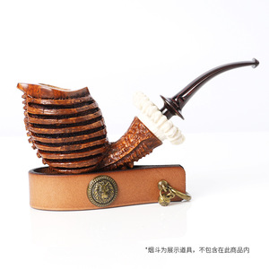 Leather Pipe Stand With Lion Head Buckle Portable Cowhide Smoking Accessory Keychain For Pipes - Product Image 5