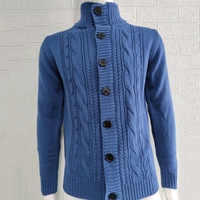 Pulls en tricot pour hommes, gris, chaud, boutonné, col montant, tricot torsadé, veste d'hiver, vêtements d'hiver, pull noir