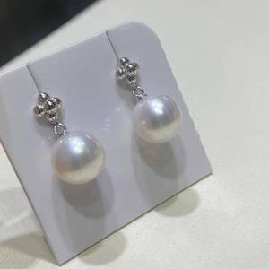Pendientes colgantes florales de plata de ley con cuatro cuentas y perlas de agua dulce Edison de 10-11 mm de alto brillo para mujer - Product Image 3