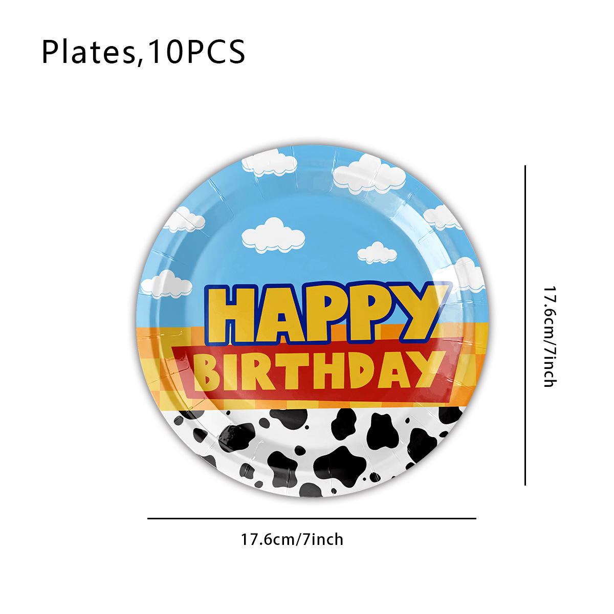 Assiettes en papier colorées-10 pièces 7 pouces-motif A