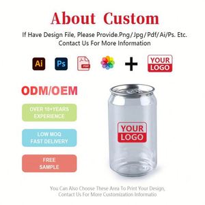 ขวดพลาสติกใสสำหรับใส่เครื่องเทศแบบ OEM พร้อมฝาอลูมิเนียมพิมพ์โลโก้ตามสั่ง ขวดน้ำผลไม้ โซดา กาแฟ แก้วพลาสติก - Product Image 2