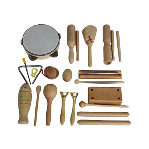 Wholesale Wooden Percussion <b>Instrument</b> Set With Tambourine Maraca Castanet Sound Tube For Kids <b>Music</b> Education And Play - Product Image 3