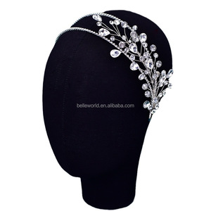 Accessoires de cheveux de mariée BELLEWORLD accessoires de bijoux en cristal de strass accessoires bandeaux de mariée <span class=keywords><strong>africaine</strong></span> femmes bandeaux coiffure - Product Image 4