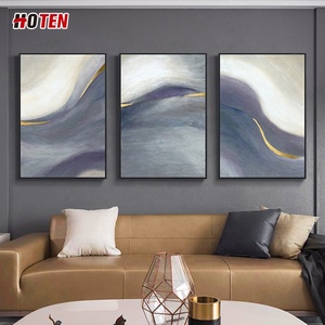 Pintura al Óleo Abstracta Moderna Minimalista 100% Pintada a Mano con Lámina Dorada <span class=keywords><strong>sobre</strong></span> Lienzo, Tamaño Personalizado, Decoración para Sala de Estar y Dormitorio - Product Image 1