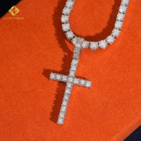 Joyería IGI de lujo, hecha a medida, brillante y a la moda, colgante de cruz de plata de ley 925 con diamante cultivado en laboratorio y certificado.