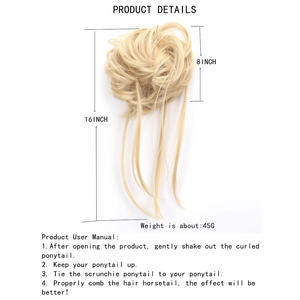 <span class=keywords><strong>Perruque</strong></span> <span class=keywords><strong>chignon</strong></span> bouclé pour <span class=keywords><strong>femme</strong></span> avec anneau volumineux et longue barbe – Soie domestique couleur unie - Product Image 4