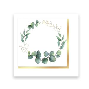 ชุดจานชามลายใบยูคาลิปตัสสีเขียวทอง DAMAI Sage Greenery สำหรับงานเลี้ยงวันเกิด จานกระดาษแบบใช้แล้วทิ้ง ผ้าเช็ดปาก - Product Image 5
