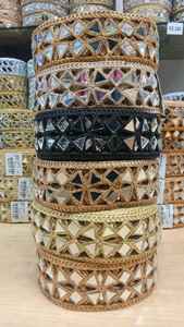 Cordones florales bordados hechos a medida en tamaño de 1,25 pulgadas a 2 pulgadas y más grandes, ideales para usar como bordes con hilo dorado - Product Image 3