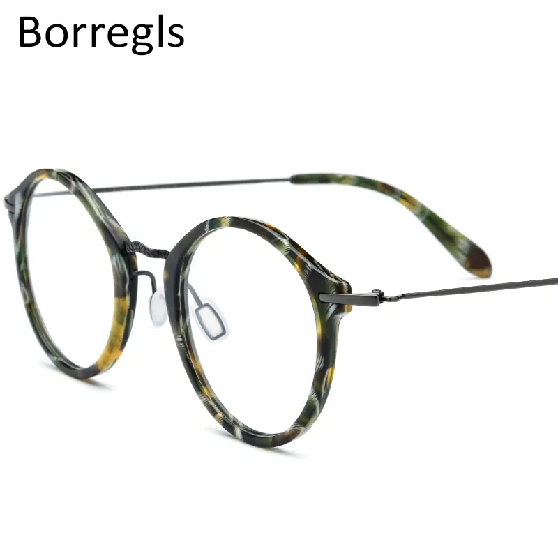 Borregls लोचदार बी टाइटेनियम ऑप्टिकल चश्मा फ्रेम महिलाओं विंटेज दौर पर्चे रेट्रो निकट दृष्टि एसीटेट चश्मा पुरुषों 1852