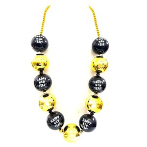 Traje de fiesta de <span class=keywords><strong>Nochevieja</strong></span> 48 "60mm Fleur De Lis Collar de bolas de oro negro hecho a mano Jumbo Sports Beads - Product Image 6