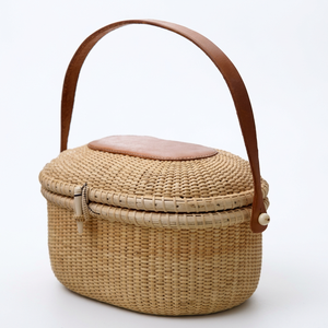 Eco-Friendly <b>Round</b> Camping Picnic Bamboo Rattan Storage <b>Basket</b> <b>with</b> Wooden <b>Lid</b> Handle Custom Design Multifunction for 2 People - Product Image 1