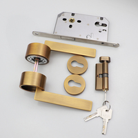 Poignée de serrure de porte moderne en bronze jaune de style luxe pour porte intérieure