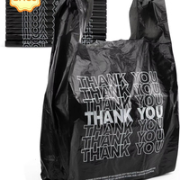 Sacs en plastique HDPE recyclables noirs pour t-shirts, imprimés en sérigraphie et flexographie, pour supermarchés, expositions, emballages en carton (personnalisés)