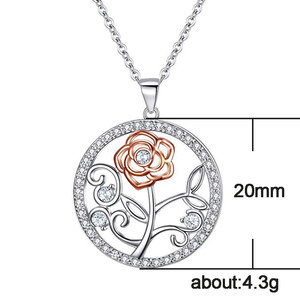 Collana con Ciondolo a Forma di Rosa Rotonda per Donne, Gioiello alla Moda con Catena per la Clavicola - Product Image 5