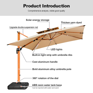 MOJIA <span class=keywords><strong>Parasol</strong></span> Déporté Carré 3x3m Personnalisé avec LED, Parapluie de Terrasse Étanche pour Hôtel et Restaurant - Product Image 6