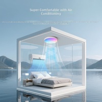 Ventilateur de plafond moderne à LED RGB changeant de couleur, 220V 36W*2, en ABS acrylique sans pales, avec télécommande, moteur DC 6 vitesses