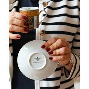 Service à café et à thé en céramique Bernardoux 12 pièces avec décoration Grand Versailles, tasses et soucoupes de 200 ml, modèle n° - Product Image 1