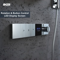 [Personnalisable] Ensemble de douche en laiton poli avec mitigeur, pommeau de douche carré grand format à jets de massage, pluie et bulles, encastré pour appartement et hôtel