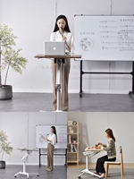 JIN RUI DA Table pliante mobile robuste à hauteur réglable avec roulettes verrouillables et portée de levage de 790 à 1080mm-Bureau peu encombrant