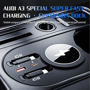 Pour <span class=keywords><strong>Audi</strong></span> A3 S3 <span class=keywords><strong>RS3</strong></span> 8Y Sportback Sedan Allstreet, station d'extension de commande <span class=keywords><strong>centrale</strong></span>, chargeur sans fil pour voiture, câble d'extension modifié - Product Image 6