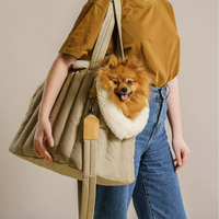 Sac de transport pliable de luxe personnalisé pour chat et chien avec fermeture éclair, grande capacité, portable, pour l'hiver et l'extérieur, à porter en bandoulière