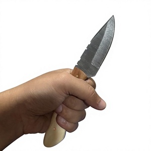 Cuchillo de caza y camping personalizable DIY con hoja fija de acero de Damasco forjado, punta de gota, dureza 58-60 y mango de madera Pakka azul - Product Image 5
