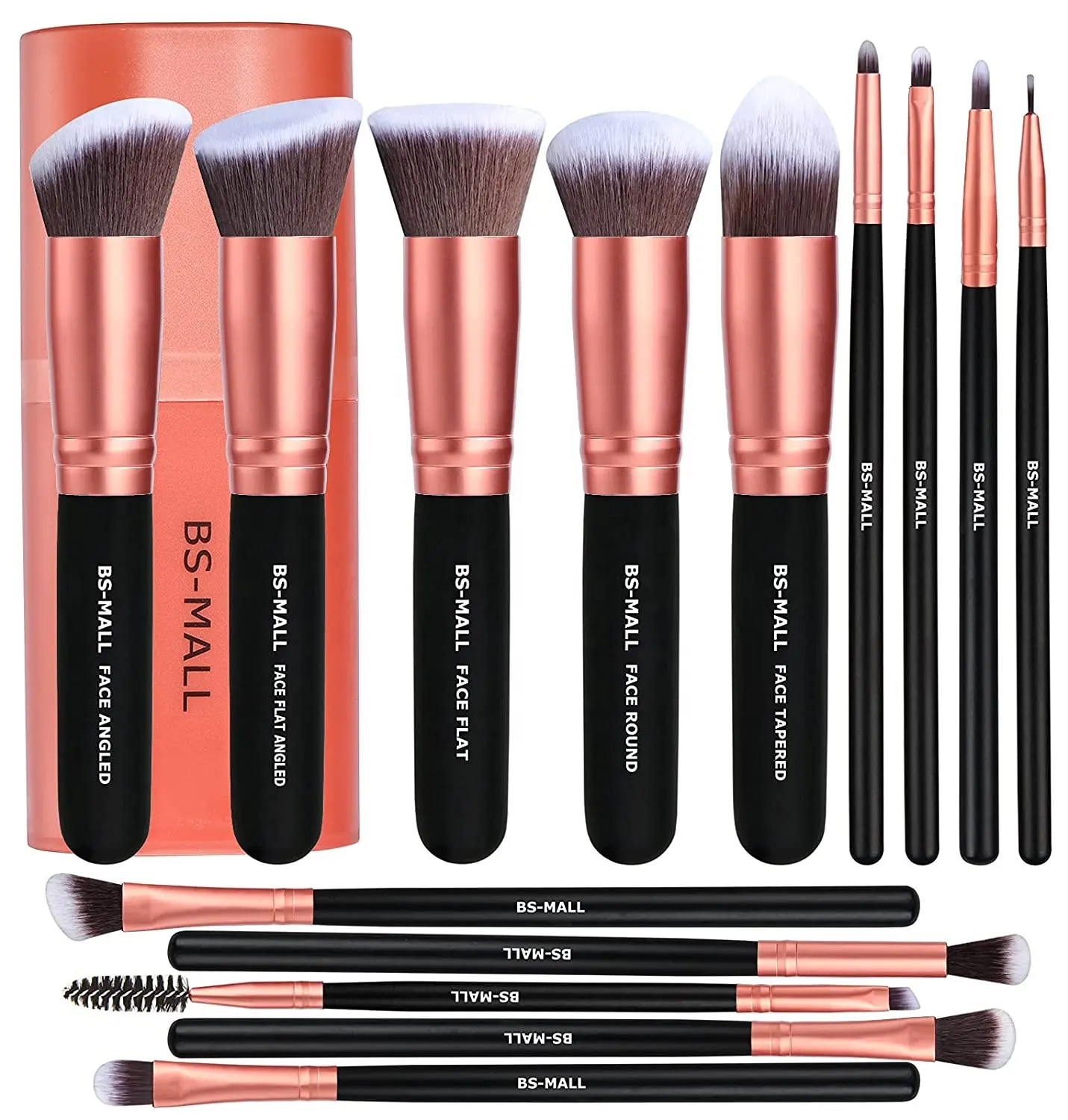 Wholesale 14 pcs Rose Gold Cosmetic Make up Brush Kit Private Label High Quality Makeup Brushes with Brush Holder