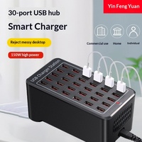Stasiun Pengisian Daya 10 Port USB Type-C Bahan ABS Pengisi Daya Cepat untuk Lampu Meja Tanpa Kabel Pengisi Daya Desktop Multi Perangkat 100W 20A