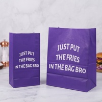 Sac à pain en papier kraft personnalisé avec logo, résistant à l'huile, à fond plat, autoportant, pour emballage à emporter pour boulangerie, hamburgers, frites