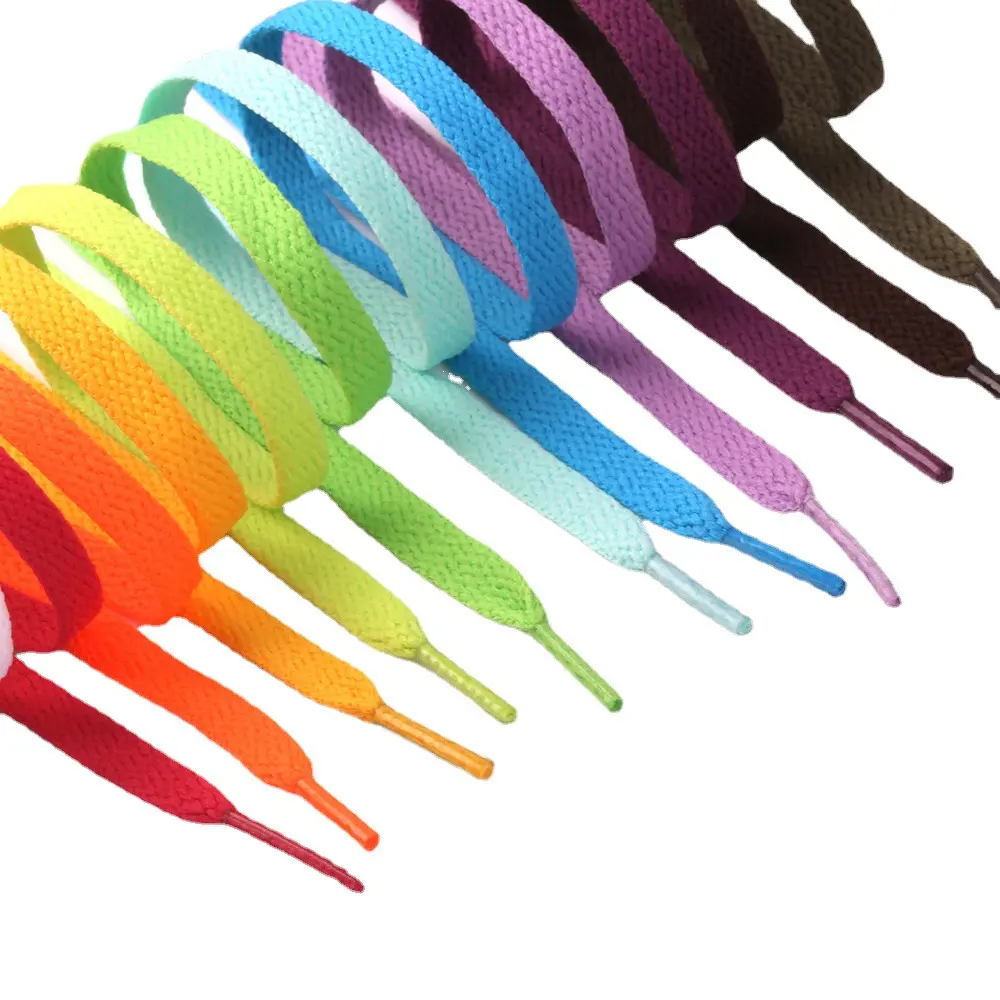 Wholesale Custom 29 Colors Fashion Shoe Laces 8 mm wide Polyester Flat Shoelaces