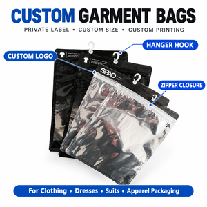 Bolsas Personalizadas para <span class=keywords><strong>Ropa</strong></span> con Gancho para Colgar, Bolsas Transparentes con Cierre para Empacar <span class=keywords><strong>Ropa</strong></span>, Vestidos y Trajes - Product Image 3