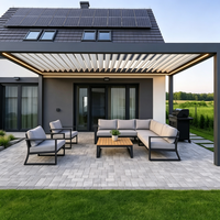 Pérgola de Aluminio de Grado Comercial con Techo de Láminas Motorizadas, Resistente al Agua y al Viento, Personalizable, Bioclimática, para Jardín Exterior