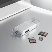 Lector de Tarjetas Multifunción 6 en 1 USB 2.0 OTG, Lector de Tarjetas SD y TF, Tipo C, USB C, Micro USB, Blanco, Garantía de Un Año