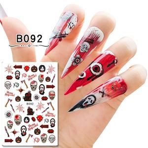 Autocollants pour ongles d'<span class=keywords><strong>Halloween</strong></span> avec motifs phosphorescents, crâne de fantôme, araignée, rouge et noir pour <span class=keywords><strong>manucure</strong></span> - Product Image 2