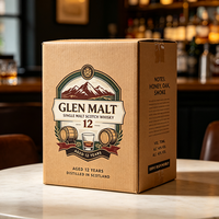 Boîte à whisky personnalisée de luxe avec estampage à chaud doré, mélange Golden Hour, expédition rapide en 72h, boîte à bouteille de vin en carton anti-écrasement