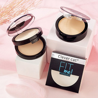 Poudre de maquillage pour le visage de haute qualité Clever Cat, contrôle de l'huile, imperméable, longue durée, mat, 2 couleurs en 1, poudre fixante compacte Fit Me