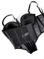 En stock Nouveauté 2026 Corset de soirée de luxe pour femme avec strass, push-up, en maille transparente respirante, style Faja