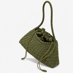 Sac fourre-tout vintage en cuir suédé tressé léger pour femme, avec fermoir et bandoulière amovible, capacité 1L, collection Hiver 2026 - Product Image 2