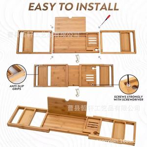 Estante de Bañera Extensible de Madera Zhexuan con Soporte para Teléfono/Tablet, Bandeja de Almacenamiento para Baño, Rectangular, Fácil de Limpiar - Product Image 4