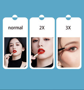 ゾニン充電式プラスチックLEDライトコンパクト3つ折りデスクトップ化粧鏡3倍拡大ポータブルトラベルメイクアップミラー - Product Image 2