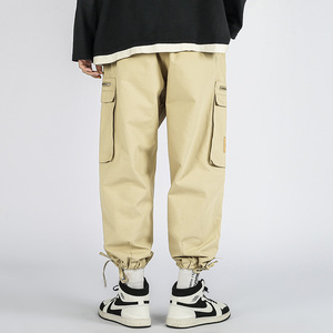 <span class=keywords><strong>Pantaloni</strong></span> Cargo Vintage da Uomo, Vestibilità Ampia, Stile High Street, 100% Cotone, Elastico in Vita, Orlo Regolabile con Laccetti, <span class=keywords><strong>Pantaloni</strong></span> da Lavoro Utility - Product Image 3