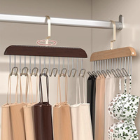 HYJ1 cintre en bois avec 8 crochets soutien-gorge cintres peu encombrants cintre en bois avec crochets rotatifs à 360 ° placard garde-robe organisateur