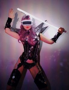 <span class=keywords><strong>Disfraz</strong></span> de Danza Escénica de Elfo Nocturno DSDJ para Cantante Femenina <span class=keywords><strong>Futurista</strong></span>, GOGO 100% Poliéster con Tecnología Brillante y Lentes de Espejo - Product Image 3