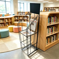 Présentoir métallique autoportant moderne et portable avec revêtement en poudre pour magasins de détail, magazines et livres