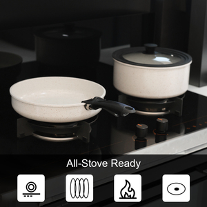 Không dính trắng Granite chậu và chảo thiết lập cảm ứng nhà bếp Cookware Set Non Stick nấu ăn thiết lập với có thể tháo rời xử lý - Product Image 1