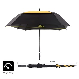 Square Straight Golf <b>Umbrella</b> 62 Inch Large Size with Windproof Vented Auto Open Black Fiberglass Frame Sturdy for Man and Woman - Product Image 2