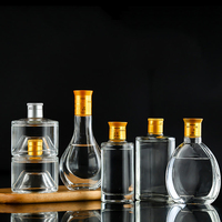 Botol Kaca Datar 100ml untuk Whiskey, Botol Kaca Kecil 50ml untuk Vodka, Anggur, Minuman, Jus, dengan Tutup Gabus