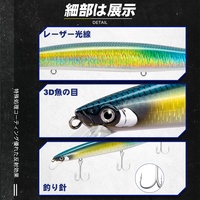 Leurre Artificiel OEM Minnow Jerkbait Flottant pour Eau Salée, Grand Modèle, pour Pêche au Poisson, Leurre Twitch, Leurre Minnow Suspendu pour Bass